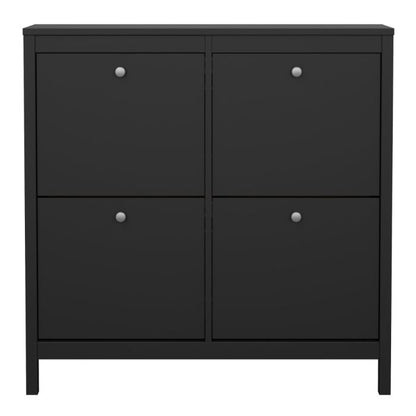 Madrid Shoe Cabinet 4 Flip Down Doors in Matt Black