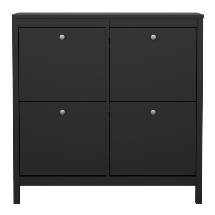 Madrid Shoe Cabinet 4 Flip Down Doors in Matt Black