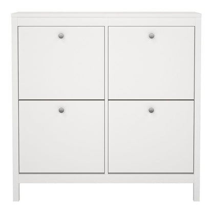 Madrid Shoe Cabinet 4 Flip Down Doors in White
