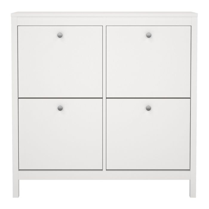 Madrid Shoe Cabinet 4 Flip Down Doors in White