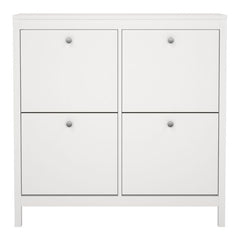 Madrid Shoe Cabinet 4 Flip Down Doors in White