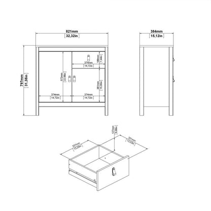 Madrid Sideboard 2 Doors 1 Drawer in Matt Black