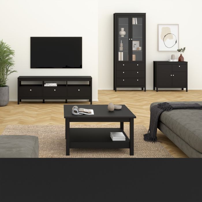 Madrid Sideboard 2 Doors 1 Drawer in Matt Black