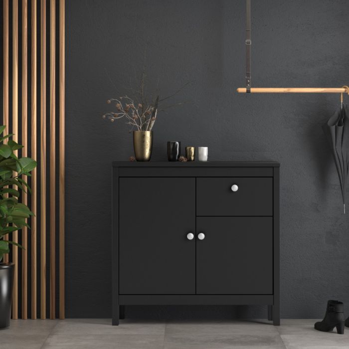 Madrid Sideboard 2 Doors 1 Drawer in Matt Black