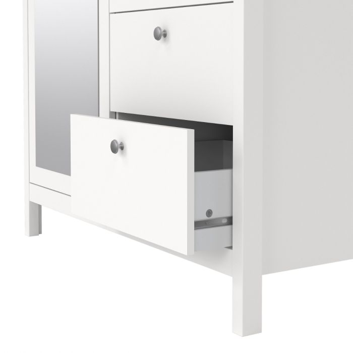 Madrid Wardrobe with 1 Door 1 Mirror Door 2 Drawers White