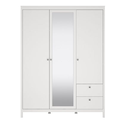Madrid Wardrobe with 2 Doors 1 Mirror Door 2 Drawers White