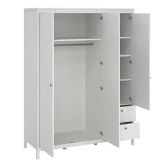 Madrid Wardrobe with 2 Doors 1 Mirror Door 2 Drawers White - Furniture One Shop