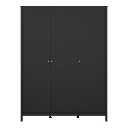 Madrid Wardrobe with 3 Doors in Matt Black