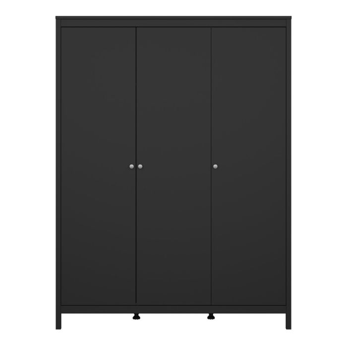 Madrid Wardrobe with 3 Doors in Matt Black