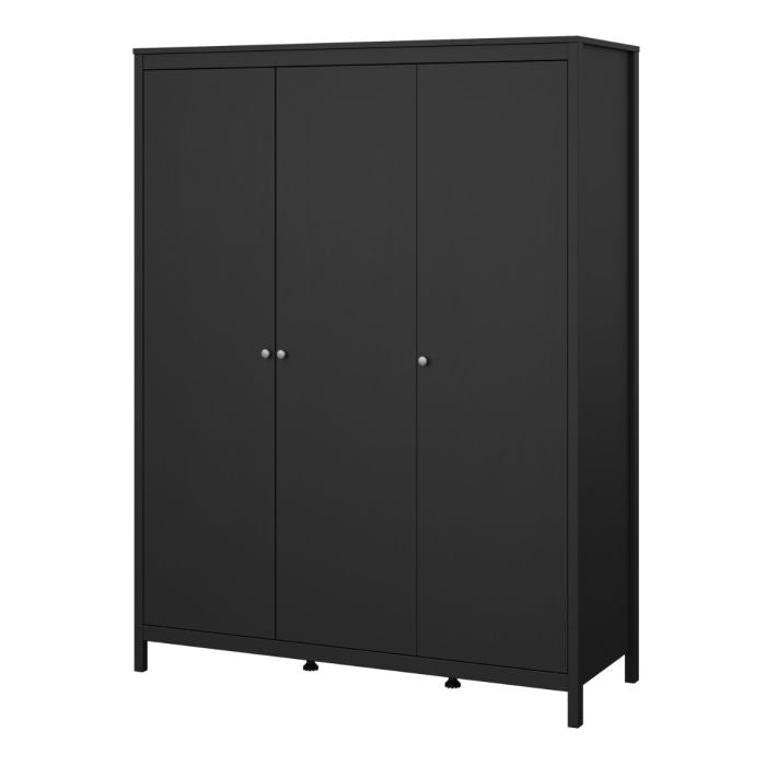 Madrid Wardrobe with 3 Doors in Matt Black