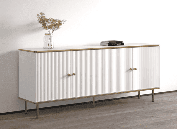 Maison White And Gold 4 Door Wide Sideboard