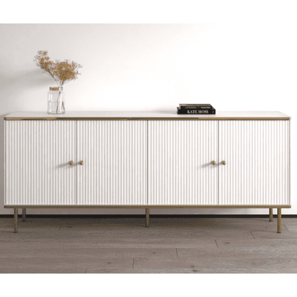 Maison White And Gold 4 Door Wide Sideboard