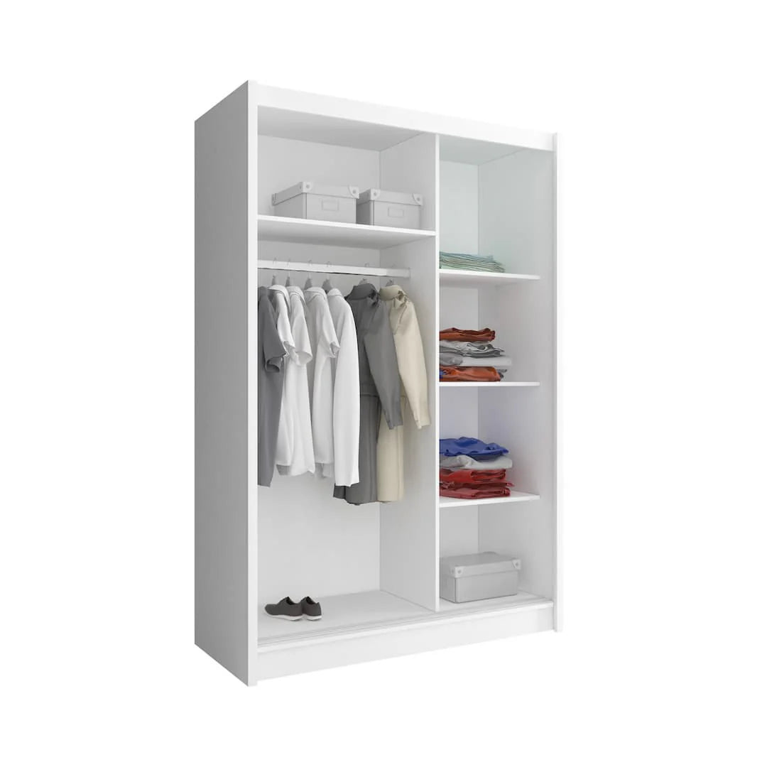 Maja Wooden Wardrobe With 1 Mirrored Sliding Door In White Matt