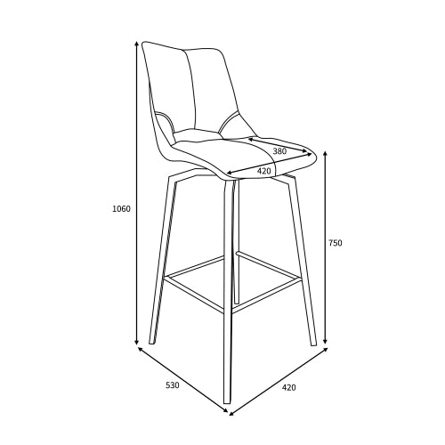 Mako Swivel Leather Effect Bar Chair With Steel Legs In Graphite Grey