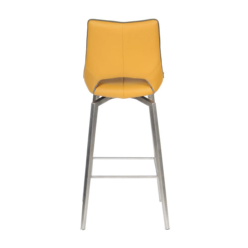 Mako Swivel Leather Effect Bar Chair With Steel Legs In Yellow