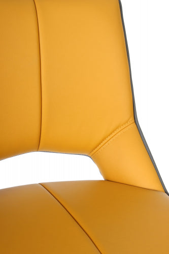 Mako Swivel Leather Effect Bar Chair With Steel Legs In Yellow