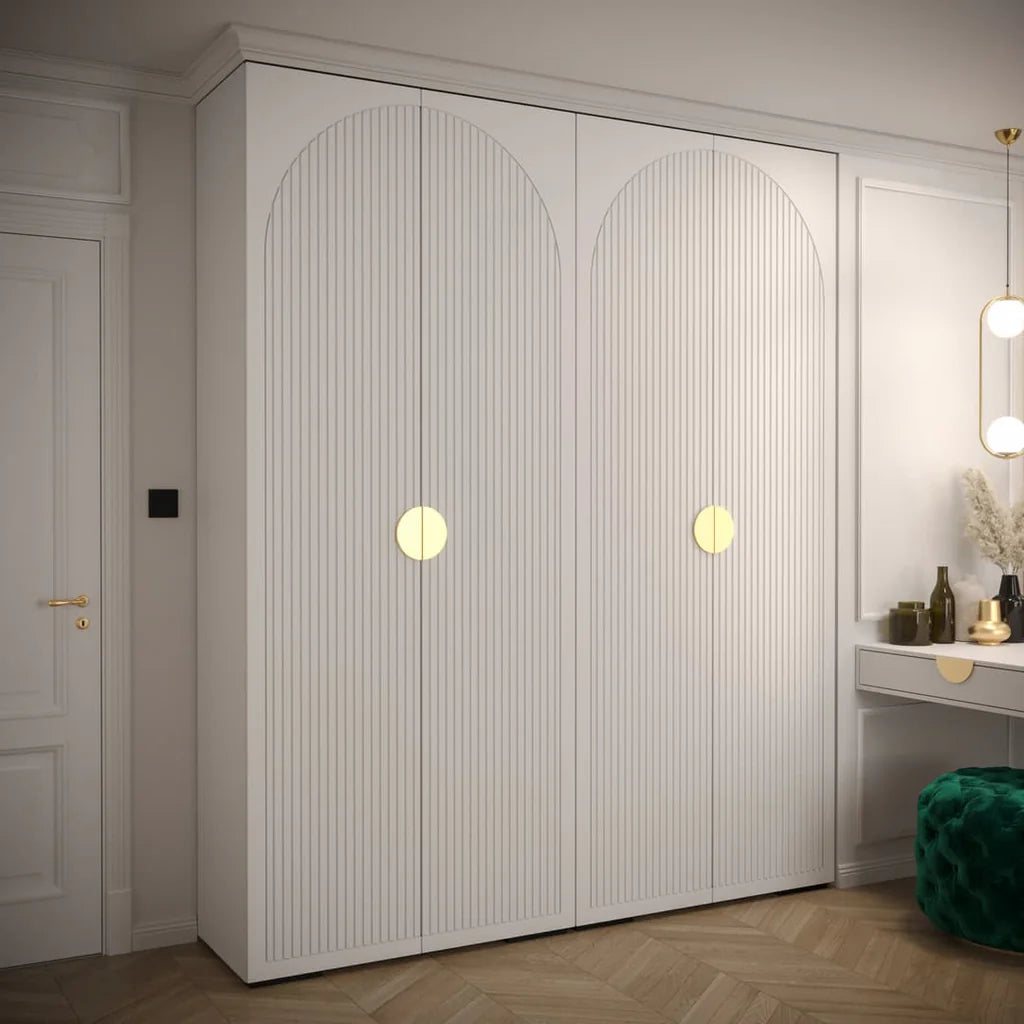 Manhattan Four Hinged Door Wooden Wardrobe 200cm in White