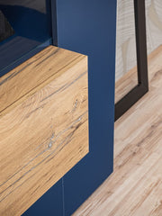 Marino Wooden Entertainment Unit in Navy & Oak Flagstaff - Furniture One Shop