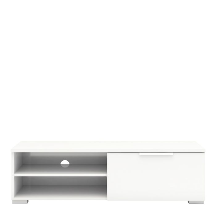 Match TV Unit 1 Drawers 2 Shelf in White High Gloss