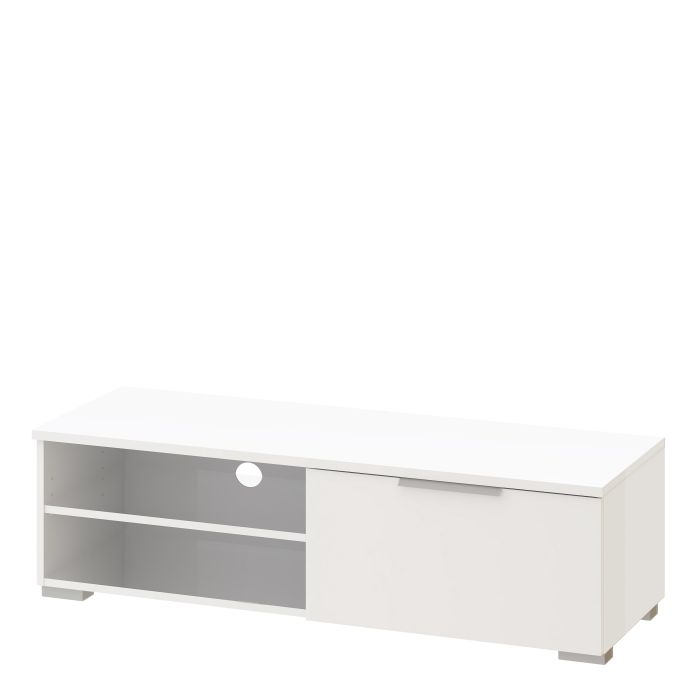 Match TV Unit 1 Drawers 2 Shelf in White High Gloss