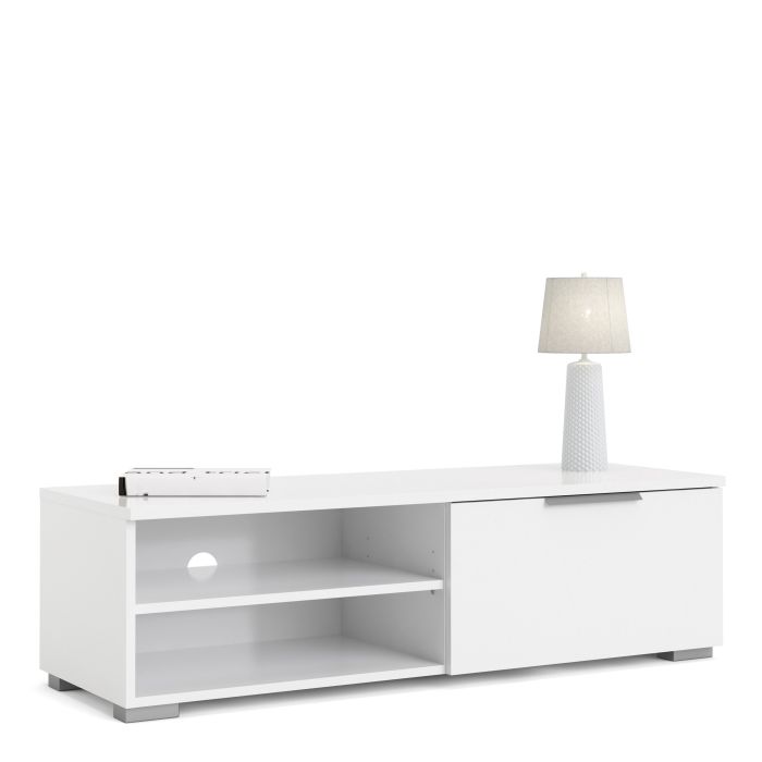 Match TV Unit 1 Drawers 2 Shelf in White High Gloss