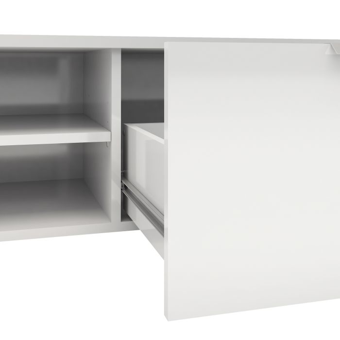 Match TV Unit 1 Drawers 2 Shelf in White High Gloss