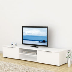 Match TV Unit 2 Drawers 2 Shelf in White High Gloss - Furniture One Shop