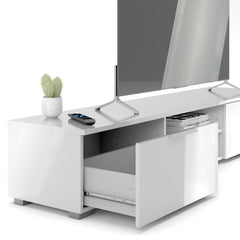 Match TV Unit 2 Drawers 2 Shelf in White High Gloss - Furniture One Shop