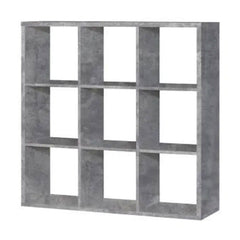 Mauro Large Wide 3x3 Bookcase in Concrete Grey - Furniture One Shop