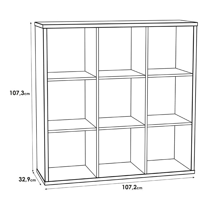 Mauro Large Wide 3x3 Bookcase in Concrete Grey