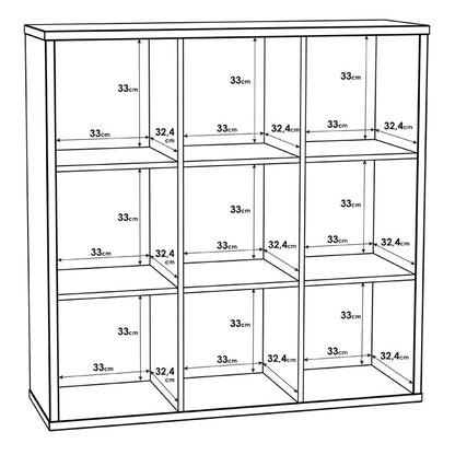 Mauro Large Wide 3x3 Bookcase in Concrete Grey