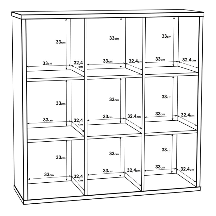 Mauro Large Wide 3x3 Bookcase in Concrete Grey