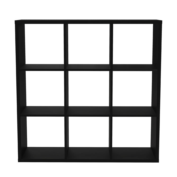 Mauro Large Wide 3x3 Bookcase in Matt Black