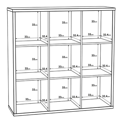 Mauro Large Wide 3x3 Bookcase in Matt Black