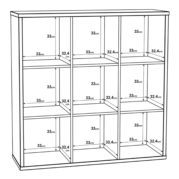 Mauro Large Wide 3x3 Bookcase in Matt Black