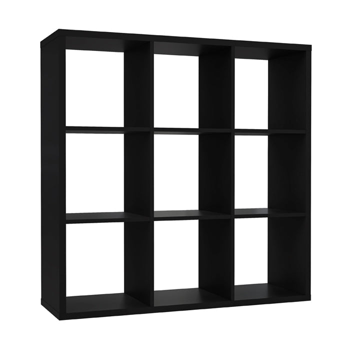 Mauro Large Wide 3x3 Bookcase in Matt Black