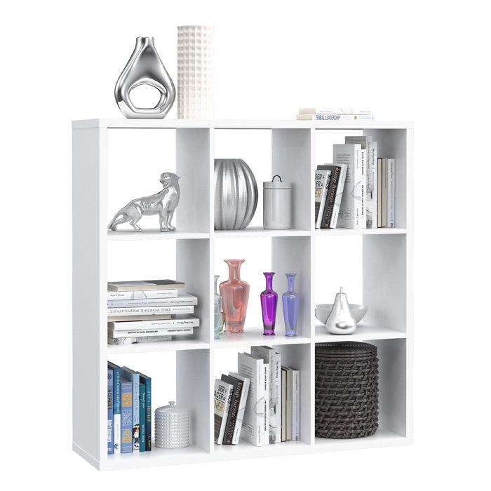 Mauro Large Wide 3x3 Bookcase in Matt White