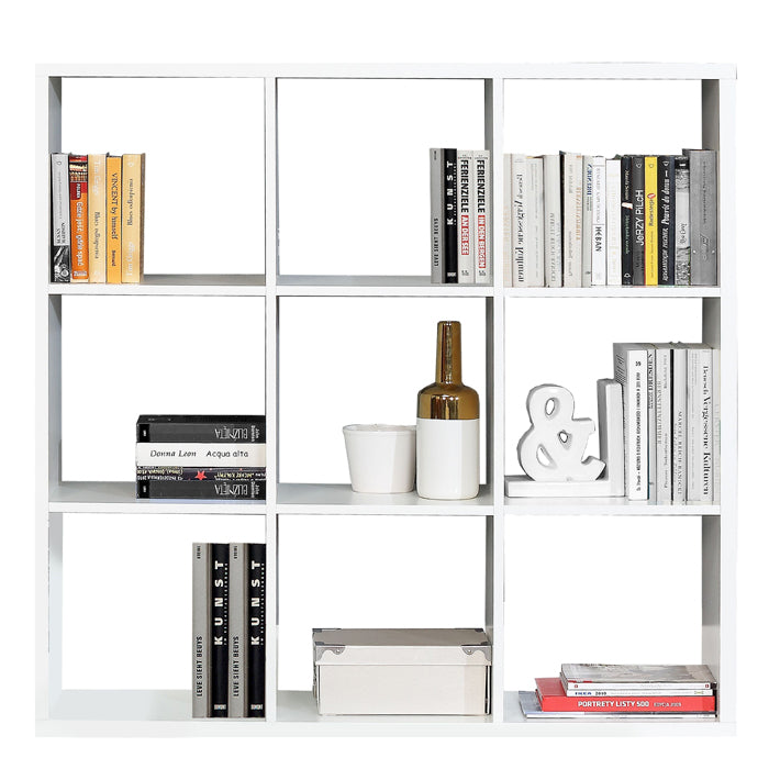 Mauro Large Wide 3x3 Bookcase in Matt White