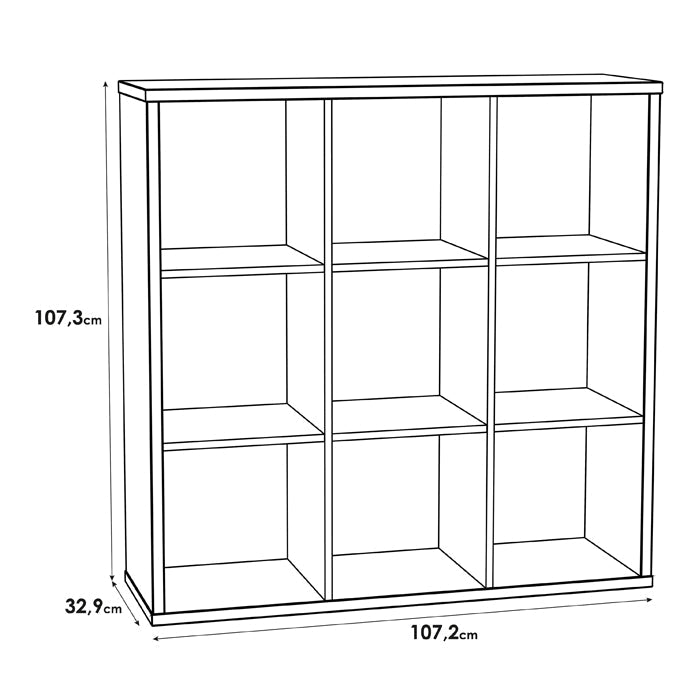 Mauro Large Wide 3x3 Bookcase in Matt White