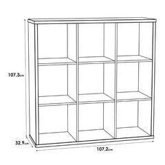 Mauro Large Wide 3x3 Bookcase in Matt White - Furniture One Shop