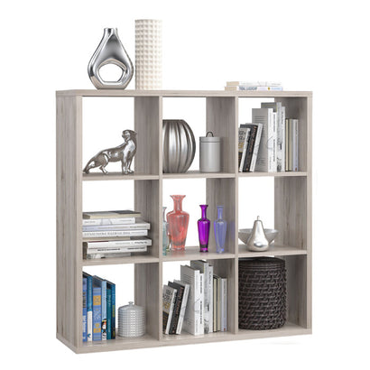 Mauro Large Wide 3x3 Bookcase in Sand Oak - Furniture One Shop