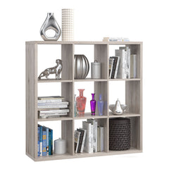 Mauro Large Wide 3x3 Bookcase in Sand Oak - Furniture One Shop