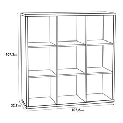 Mauro Large Wide 3x3 Bookcase in Sand Oak - Furniture One Shop