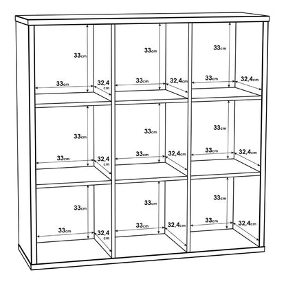 Mauro Large Wide 3x3 Bookcase in Sand Oak