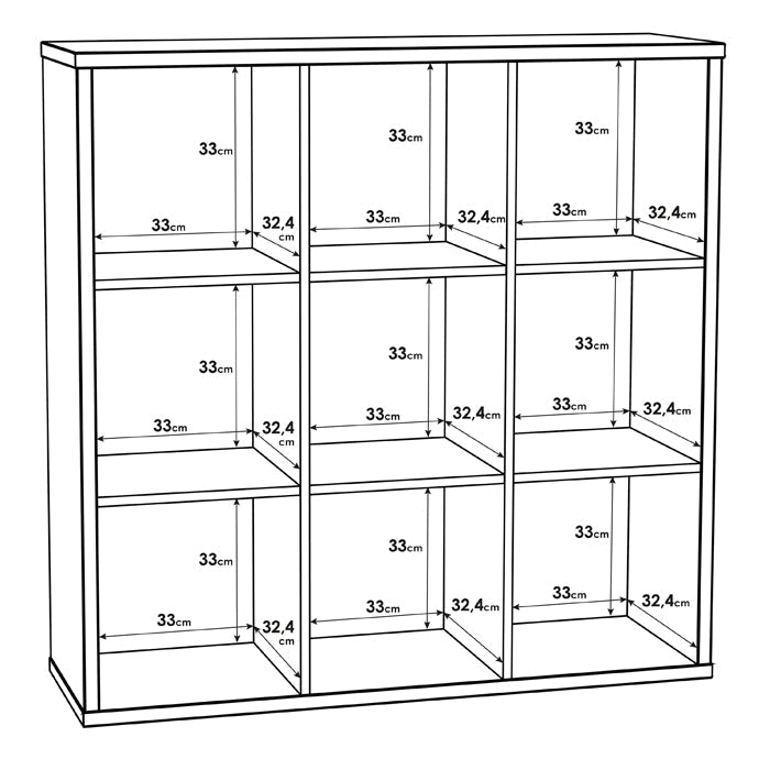 Mauro Large Wide 3x3 Bookcase in Sand Oak