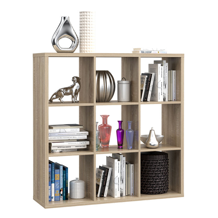 Mauro Large Wide 3x3 Bookcase in Sonoma Oak