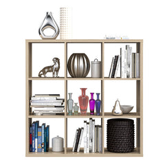 Mauro Large Wide 3x3 Bookcase in Sonoma Oak - Furniture One Shop