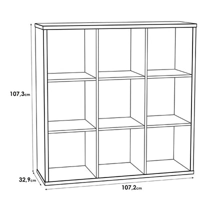 Mauro Large Wide 3x3 Bookcase in Sonoma Oak