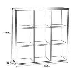 Mauro Large Wide 3x3 Bookcase in Sonoma Oak - Furniture One Shop