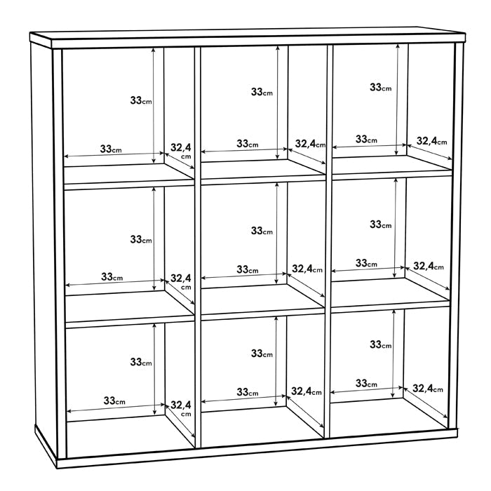 Mauro Large Wide 3x3 Bookcase in Sonoma Oak